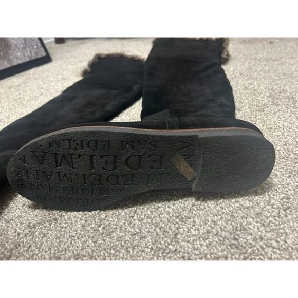 Sam Edelman over the knee or rolled down suede with faux fur trim boots EUC  7 - Picture 2 of 5